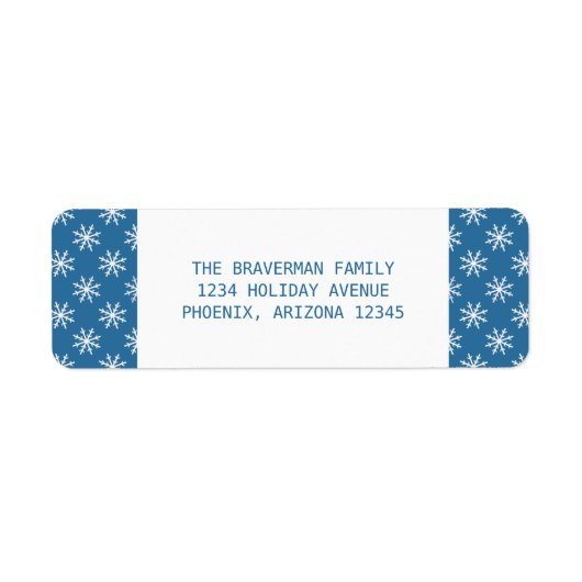 Blue Simple Snowflake Holiday Address Labels (Vorne)
