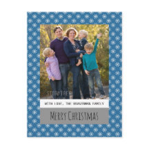Blue Simple Snowflake Holiday Foto Postkarte