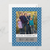 Blue Simple Snowflake Holiday Foto Postkarte (Vorne/Hinten)
