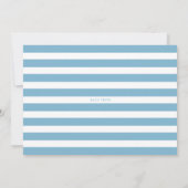 Blue Simple Typografy Stripes Boy Baby Shoounter Einladung (Rückseite)