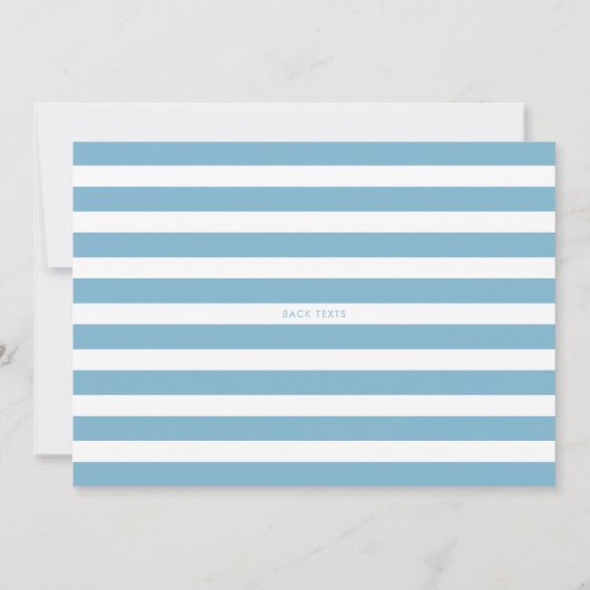 Blue Simple Typografy Stripes Boy Baby Shoounter Einladung (Rückseite)