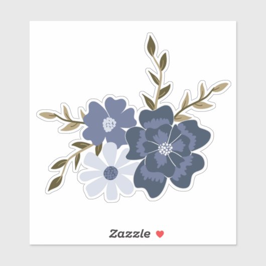 Blue Simple Vine Blume Botanisch Aufkleber (Blatt)