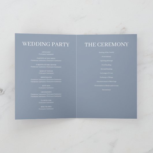 Blue Simple Wedding Folded Program Programm (Innenseite)