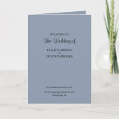 Blue Simple Wedding Folded Program Programm (Vorderseite)