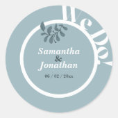 Blue Simple Wedding Umschlag Aufkleber (Vorderseite)