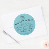 Blue Simple White Black Food Allergy Alert-Aufkleb Runder Aufkleber (Umschlag)