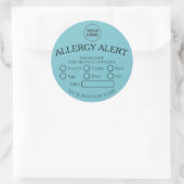 Blue Simple White Black Food Allergy Alert-Aufkleb Runder Aufkleber (Tasche)