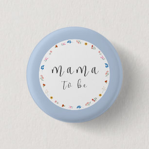 Blue Simple Wildblume Mama zu Baby Dusche Button