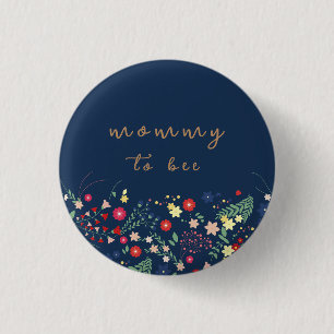 Blue Simple Wildblume Mommy to Bee Baby Dusche Button