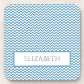 Blue Simple Zickzack Beverage Coaster Getränkeuntersetzer (Vorderseite)