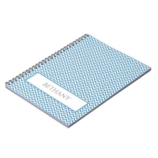 Blue Simple Zickzack Personalisiertes Notebook Notizblock (Linke Seite)