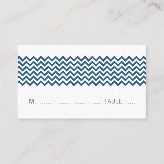 Blue Simple Zickzack Platzkarte (Vorderseite)