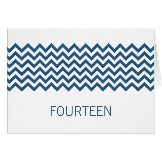 Blue Simple Zickzack Tischnummer Card (Vorderseite (Horizontal))