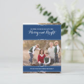 Blue Simply Chic Holiday Foto Postkarte (Stehend Vorderseite)