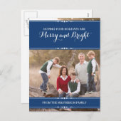 Blue Simply Chic Holiday Foto Postkarte (Vorne/Hinten)