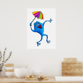 Blue Singfrosch mit Schirmplakat Poster (Küche)