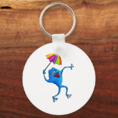 Blue Singing Frog mit Umbrella Schlüsselanhänger (Vorderseite)