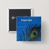Blue Single Peacock Feather Button (Vorne & Hinten)
