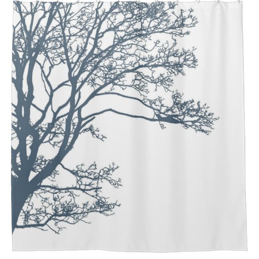 Blue Single Tree Boho Duschvorhang (Vorderseite)