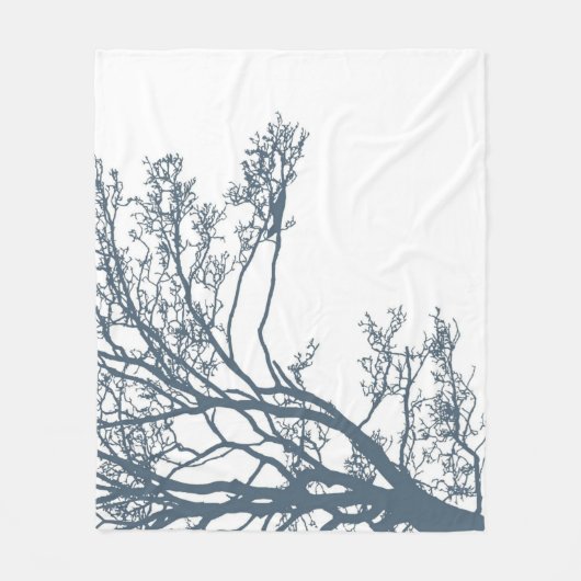 Blue Single Tree Boho Fleecedecke (Vorderseite)