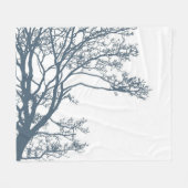 Blue Single Tree Boho Fleecedecke (Vorderseite (Horizontal))