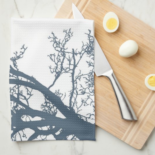 Blue Single Tree Boho Geschirrtuch (Viertel Falte)