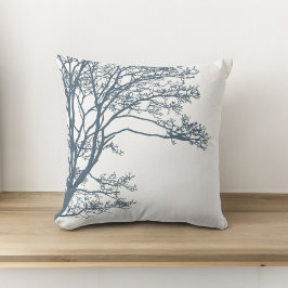 Blue Single Tree Boho Kissen