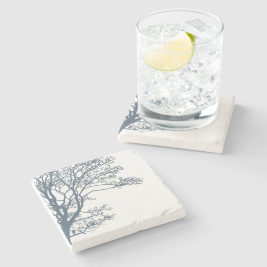 Blue Single Tree Boho Steinuntersetzer (Seitenansicht)