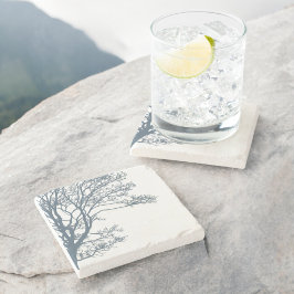 Blue Single Tree Boho Steinuntersetzer