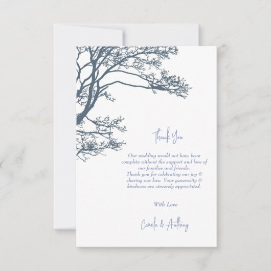 Blue Single Tree Boho Wedding Dankeskarte (Vorderseite)