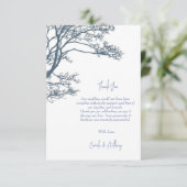 Blue Single Tree Boho Wedding Dankeskarte (Stehend Vorderseite)