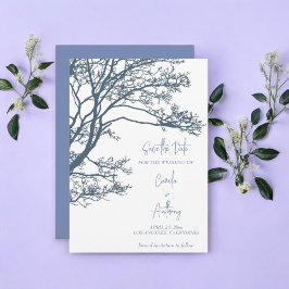 Blue Single Tree Boho Wedding Einladung