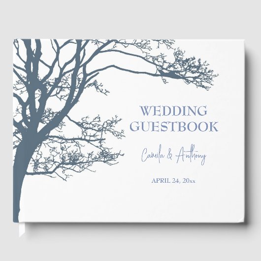 Blue Single Tree Boho Wedding Gästebuch (Vorderseite)