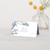 Blue Single Tree Boho Wedding Platzkarte (Vorderseite)