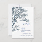Blue Single Tree Boho Wedding RSVP Card Karte (Vorderseite)
