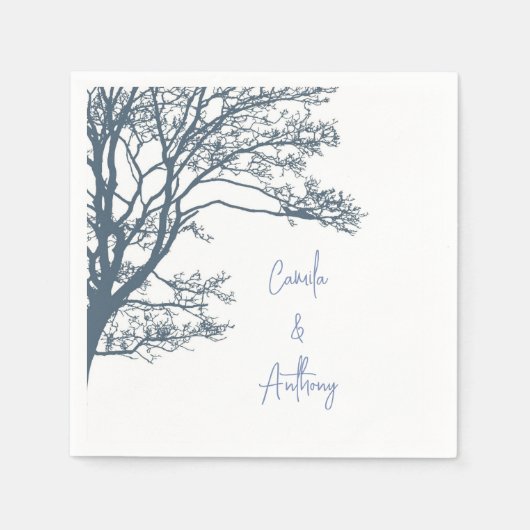 Blue Single Tree Boho Wedding Serviette (Vorderseite)