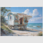 Blue Sinti und Roma Caravan Decoupage Seidenpapier (Vorderseite)
