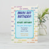 Blue Six Seven Brain Rot Birthday Einladung (Stehend Vorderseite)
