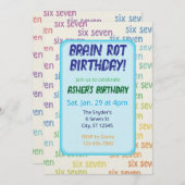 Blue Six Seven Brain Rot Birthday Einladung (Vorne/Hinten)