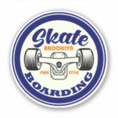 Blue Skate Boarding 4" Kiss Cut Vinyl Sticker (Vorderseite)