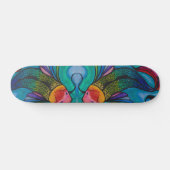 Blue Skateboard Deck mit Rainbow Koi Fish Design (Horizontal)