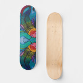 Blue Skateboard Deck mit Rainbow Koi Fish Design (Vorderseite)