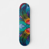 Blue Skateboard Deck mit Rainbow Koi Fish Design (Vorne)