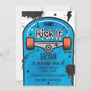 Blue Skateboard Einladung