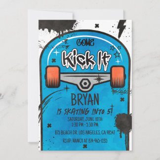 Blue Skateboard Einladung