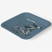 Blue Skateboarder Burnt Orange Happy Birthday Boy Pappteller (Gewinkelt)