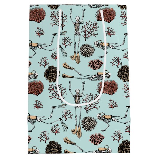 Blue Skeleton Ocean Scuba Diver and Coral Mittlere Geschenktüte (Rückseite)