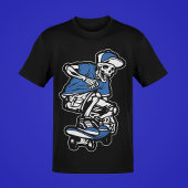 Blue Skeleton Riding Skateboard Cool Grafik Männer T-Shirt