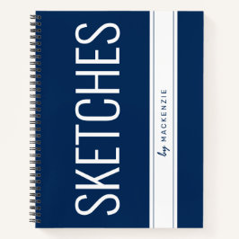 Blue Sketch Book Large Print Title Individuelle Na Notizblock