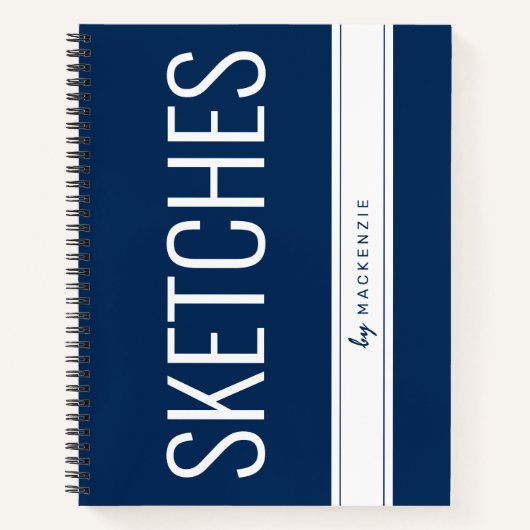 Blue Sketch Book Large Print Title Individuelle Na Notizblock (Vorderseite)